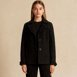 Banana Republic Black Wool Short Peacoat Classic Minimalist Preppy Old Money M